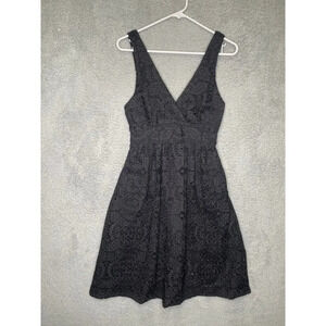 Maje womens 1 black sleeveless vneck mini dress aline lace lined cocktail